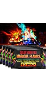 Magical Flames Fire Color Changing Packets for Fire Pit, Indoor/Outdoor Fireplace, Campfires, Bonfires - 25 Pack of Flame Color Changing Packets Camping Accessories