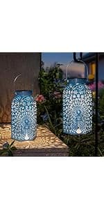 HOMEIMPRO Outdoor Garden Solar Lights Stake, Mothers Day Gifts Mom,Crackle Glass Metal Flower Waterproof LED Fairy Lights for Pathway,Lawn,Patio or Courtyard,Gardening Gifts Women (Bronze)