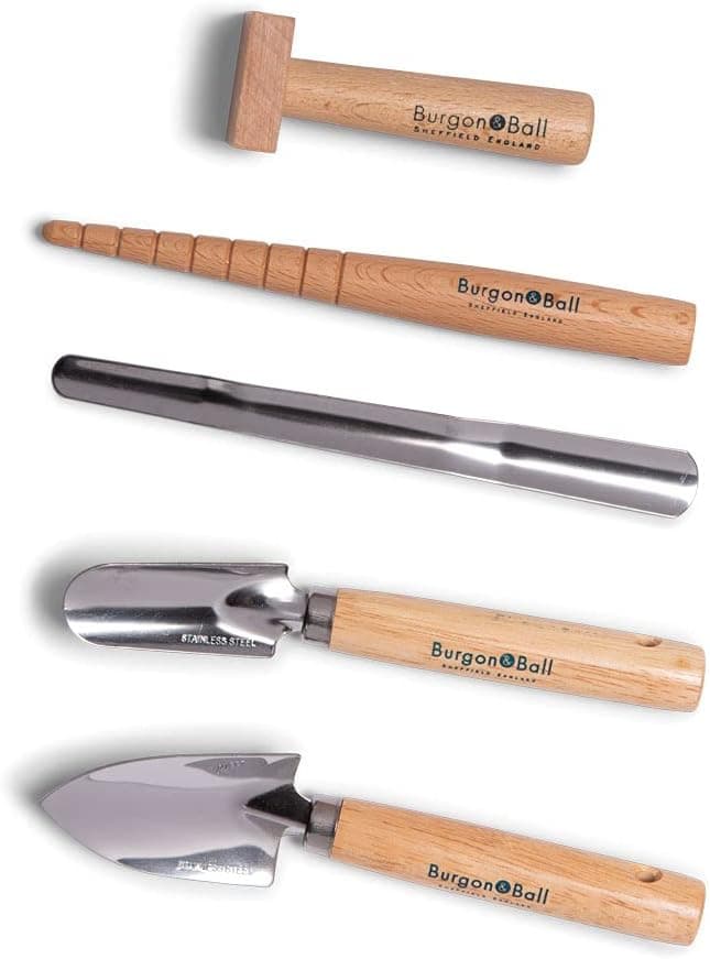 Gardener's Supply Company Ultimate Seed Starting Tool Set | includes 2 Mini Trowels, Cell Tray Tamper, Seedling Widger & Dibbler Stainless Steel & Beech Wood Tools Great Gardening Gift