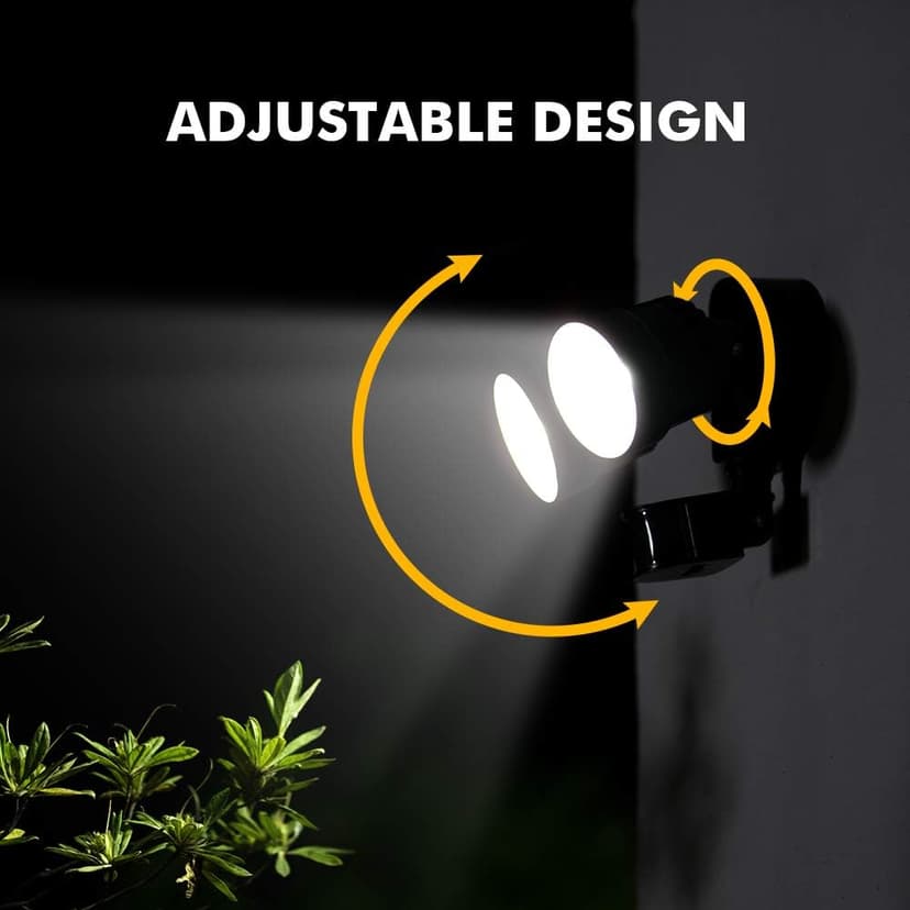 LUTEC Shrimp P6221B-PIR24 2000 Lumen 18 Watt 26 LED Motion Activated Integrated Dual-Head Floodlight Outdoor, IP54 Waterproof Exterior Security Wall Light for Patio, Garden, Yard-Black