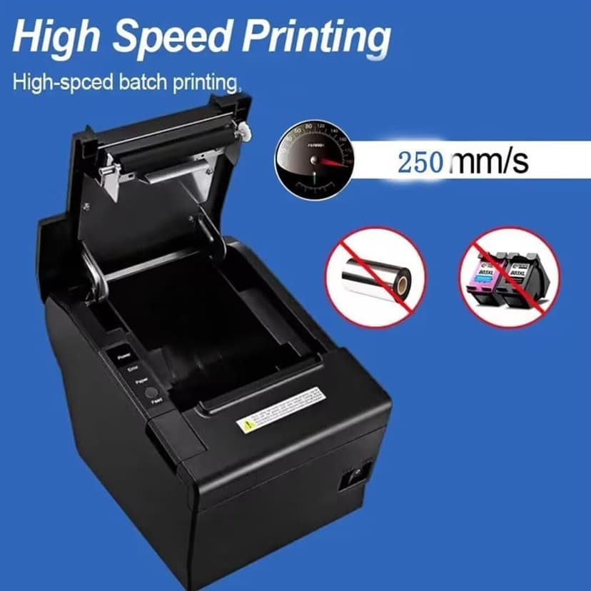 80H 80mm Restaurant Auto cutter wireless Android Thermal Receipt Bill Ticket Printer for Small Business, Compatible with Android/Windows, Not for iOS/iPad/Mac (Bluetooth+LAN/Ethernet+USB)