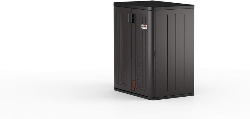 Suncast Commercial Heavy-Duty 9 Cubic Ft. Resin Storage Cabinet with Lockable Handles, Adjustable Metal-Reinforced Shelves for Garage or Workspace, Black, Made in The USA