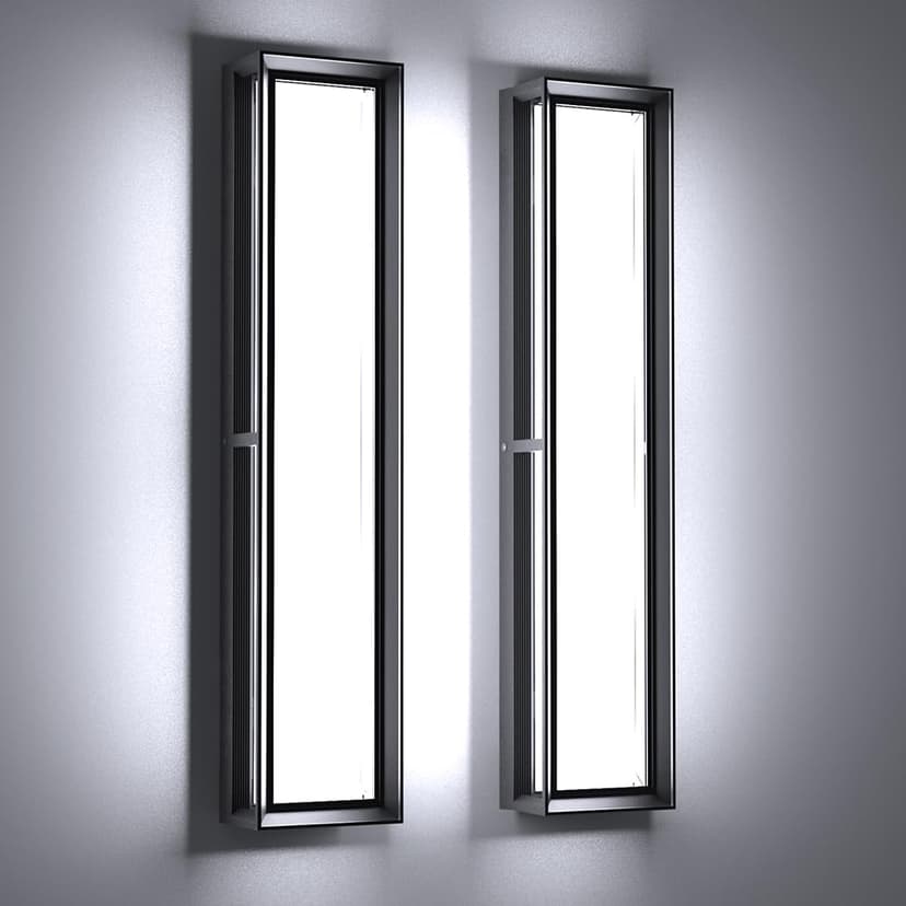 Outdoor Wall Sconce Lights,2Packs 10%-100% Dimmable LED Modern Porch & Patio Wall Light Fixture, 23.6in Black Exterior Sconce Wall Mounted Lights Suitable for Garage Courtyard House(6000K)