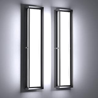 Outdoor Wall Sconce Lights,2Packs 10%-100% Dimmable LED Modern Porch & Patio Wall Light Fixture, 23.6in Black Exterior Sconce Wall Mounted Lights Suitable for Garage Courtyard House(6000K)