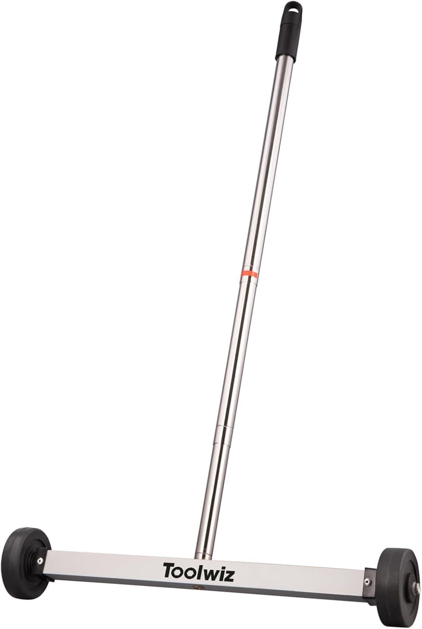 Toolwiz Magnetic Pick Up Sweeper 17-inch Heavy Duty Magnet Pickup Lawn Sweeper Roofing Tools, 8.8 Lbs Yard Tools with Telescoping Holder and Wheels to Clean Nails Adjustable Handle for Construction