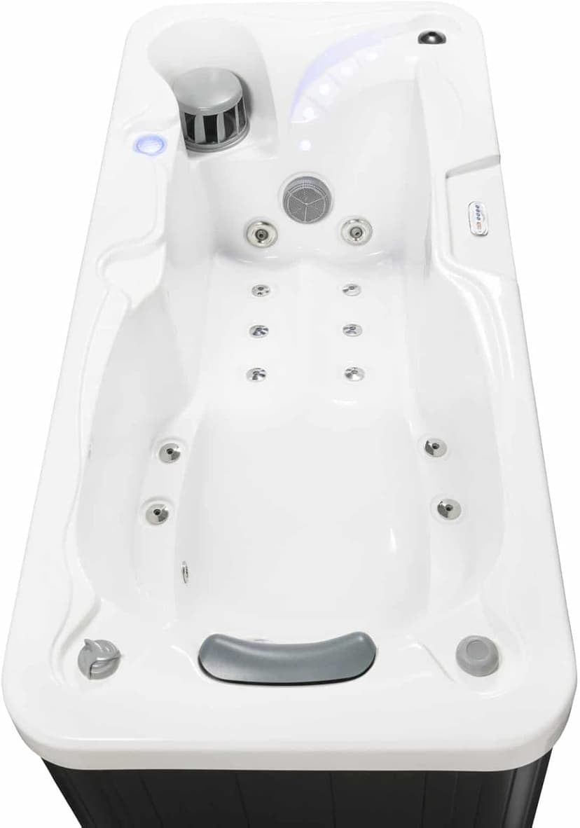 Hudson Bay HBSL 1-Person Hot Tub with 19 Therapy Jets and Digital Controls – White Acrylic Interior and Mocha Exterior Cabinet - Ideal for Indoor/Outdoor - Small and Portable Spa