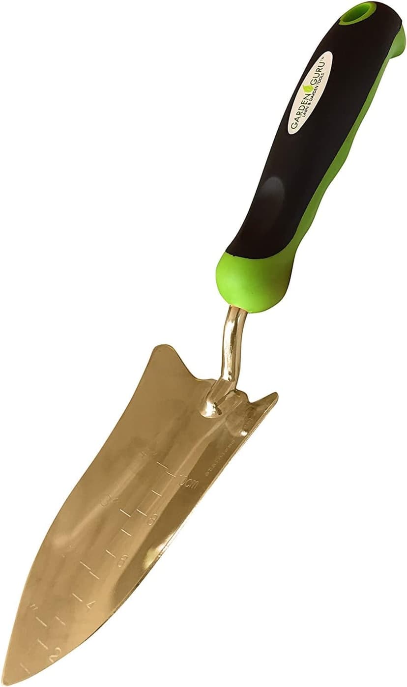 Garden Guru Titanium Transplanter Trowel Shovel - Rust Resistant - Ergonomic Handle - Perfect Hand Shovel Tool for Gardening Weeding Transplanting and Digging in Garden Beds (2 Pack)