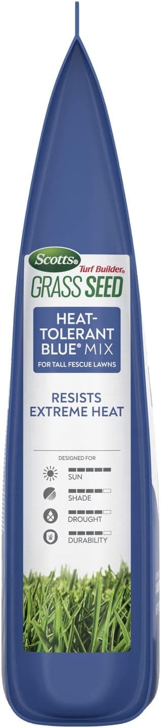 Scotts Turf Builder Grass Seed Heat-Tolerant Blue Mix for Tall Fescue Lawns with Fertilizer and Soil Improver, 5.6 lbs.