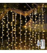 suddus Curtain Lights for Bedroom, 200 Led Hanging String Lights Outdoor, Fairy Curtain Light Indoor for Christmas, Dorm, Wall, Backdrop, Window, Wedding, Party, Brithday Decor, Warm White