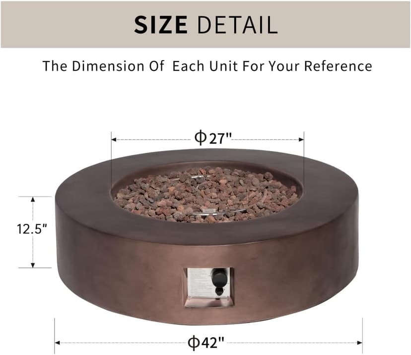 HOMPUS Outdoor Propane Fire Pit, 42 inch Round Gas Fire Pit Table,CSA Certified,Fire Table w 50000 BTU Stainless Steel Burner, Free Rocks & Rain Cover for Patio & Outside, Dark Bronze