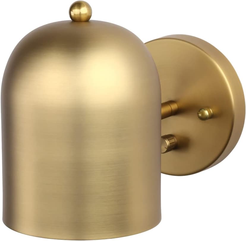 Pathson Modern Dimmable Wall Sconce Hardwired, Brass Finish Wall Light Lamp Adjust Light Head, E26 Bulb Base Reading Wall Lighting Decor for Living Room Bedroom Hallway