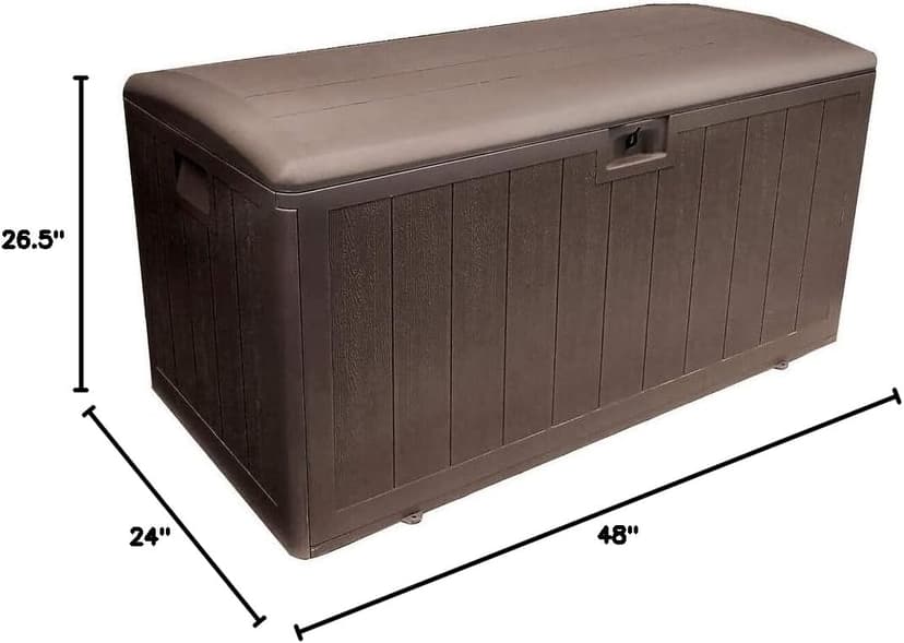 Plastic Development Group Outdoor Storage Deck Box, Soft Closure, 105 Gallon, Java