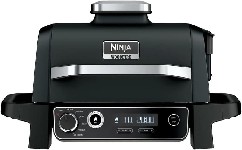 Ninja OG705CO 7-in-1 Outdoor Electric Grill & Smoker - Grill, BBQ, Air Fry, Roast & Dehydrate - Uses Woodfire Pellets - Portable & Weather Resistant, Black