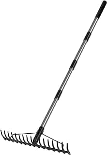 Walensee 5.4FT Bow Rake Heavy Duty Garden Rake with Stainless Steel Handle, 17 Steel Tines Garden Tool for Loosening Soil Gathering Leaf Leveling Lawn Farming Land Management Yarn Thatch Rakes