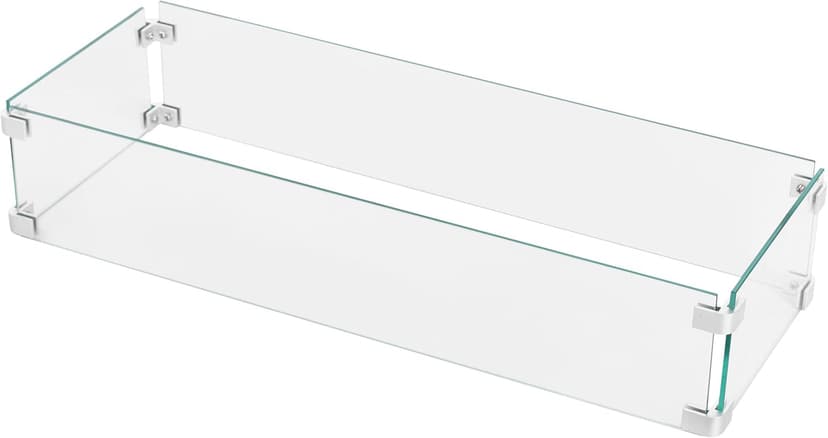 Nuu Garden Fire Pit Wind Guard for Rectangular Fire Pit Table 29'' x 10'' x 6" Sturdy and Durable Flame Protective Transparent Tempered Glass Guard with Aluminum Alloy Corner Bracket