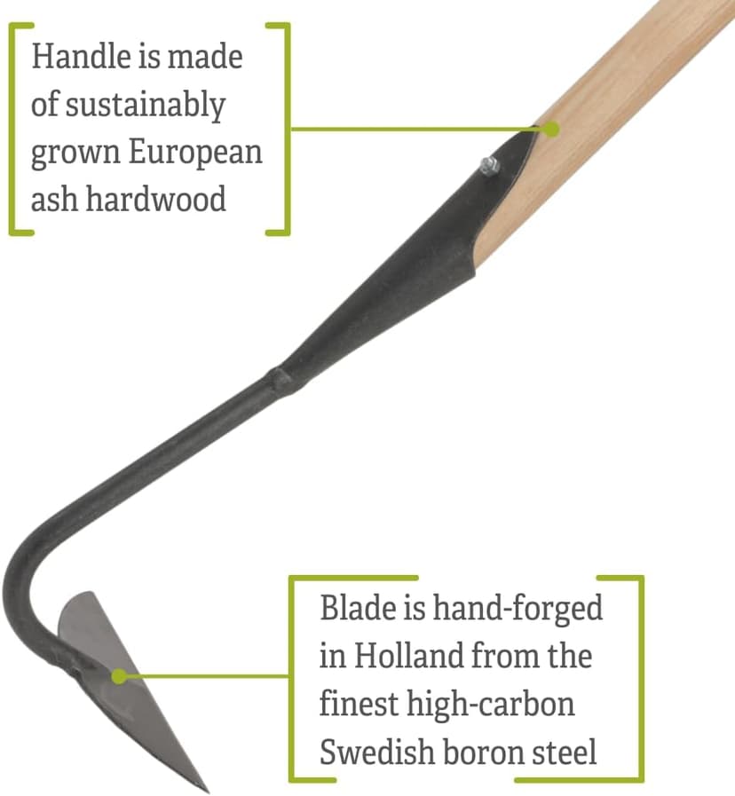 Gardener's Supply Company Supply Lifetime Half-Moon Hoe, Heavy Duty Forged Steel with Ergonomic Hardwood Handle, Gardening Hand Tool for Weeding and Loosening Soil