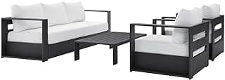 Modway Tahoe Aluminum 4-Piece Outdoor Patio Set in Gray White