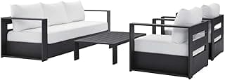 Modway Tahoe Aluminum 4-Piece Outdoor Patio Set in Gray White