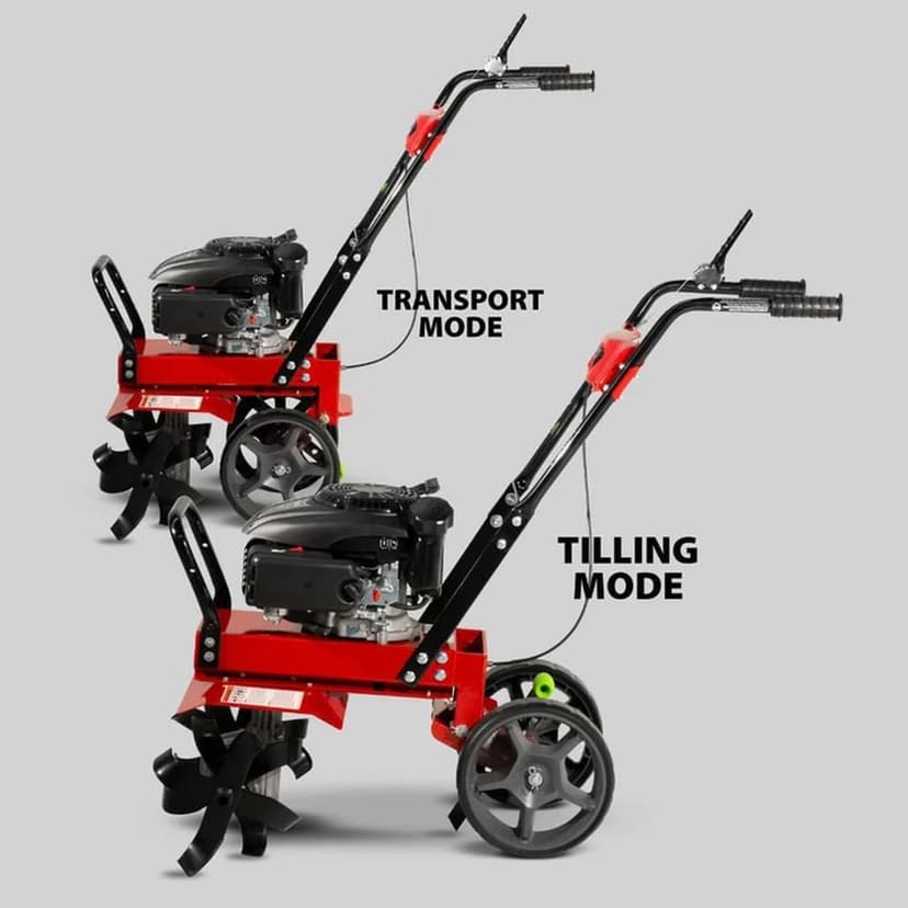 Earthquake Badger Front Tine Tiller, Powerful 160cc 4-Cycle Viper Engine, Two-Position Wheel Assembly, Adjustable Tilling Width Up to 21 Inches, Model: 41080, Red/Black