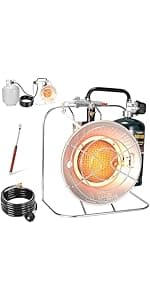 Single Tank Top Propane Radiant Heater With Windproof Lighter,18,000 BTU Portable with 3 Heating Modes, Shut-off Valve and Tip-over Switch for Outdoor, Garage, Patio, RV(CSA)