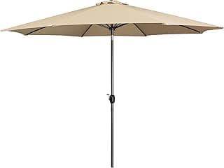 Yaheetech 11FT Patio Umbrella Outdoor Market Table Umbrella with Push Button Tilt & Crank for Garden/Lawn/Deck/Backyard/Pool/Beach, 8 Ribs, Tan
