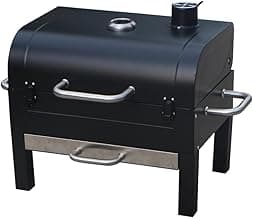 Gas One GasOne Portable Charcoal Grill – 18-inch Tabletop Charcoal Grill with Side Handles and Lid – Compact BBQ Charcoal Grill for Picnic, Tailgate, Travel – 2-Tiered Outdoor Charcoal Grill, Black