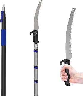 18FT Reach Pole Saws for Tree Trimming with 3-12FT Telescoping Extension Pole, Anti-slip Handle, Manual Pruning Pole Saw with 19" 3X Detachable Saw for Forestry, Yard, Garden, Patios