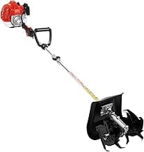 Gas Powered Tiller Cultivator, 51.7CC 2-Stroke Handheld Tiller Cultivator Gas Powered Engine Rototiller Garden Tool for Lawn, Garden and Field Soil Cultivation