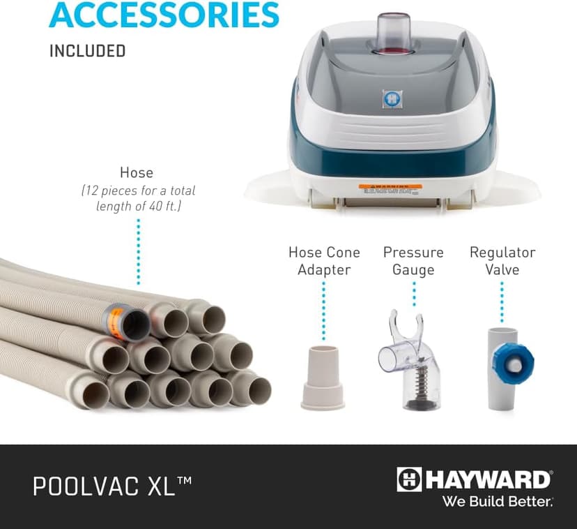 Hayward W32025ADC PoolVac XL Suction Pool Cleaner for In-Ground Gunite Pools up to 20 x 40 ft. with 40 ft. Hose (Automatic Pool Vacuum)