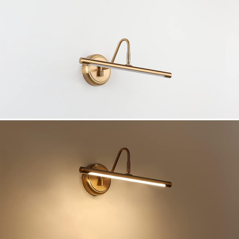 JOOSENLUX Modern Brass Picture Light Hardwired - 16.54'' for Wall Painting and Artwork Display - 7W LED Wall Lights(45W Eqv.) - Warm White 3000K - Hard Wired Connection with Swing Arm