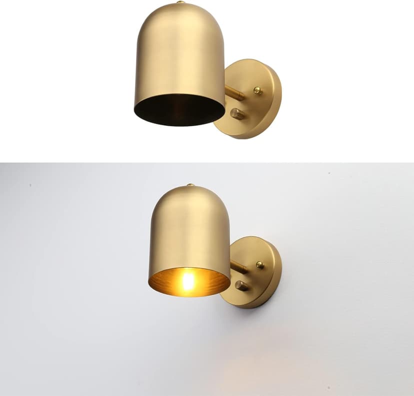 Pathson Modern Dimmable Wall Sconce Hardwired, Brass Finish Wall Light Lamp Adjust Light Head, E26 Bulb Base Reading Wall Lighting Decor for Living Room Bedroom Hallway