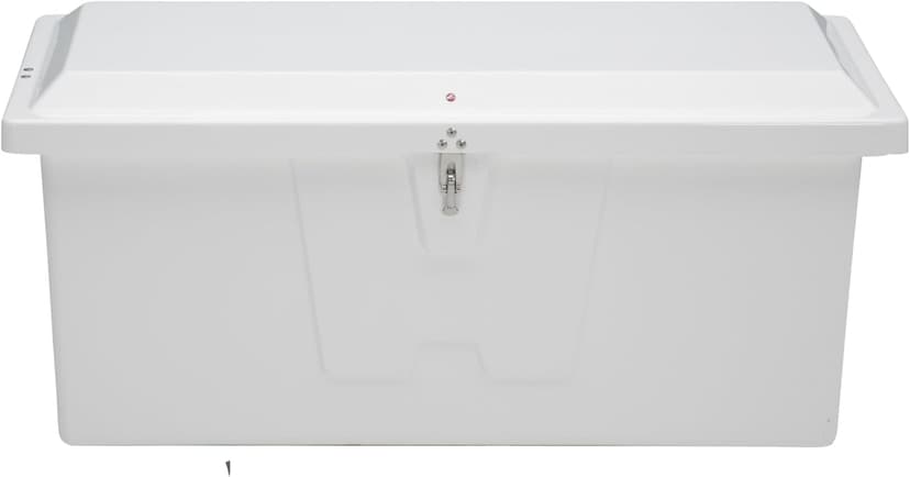 Taylor Made Stow 'N Go Small Fiberglass Dock Box, White (24"H x 54"W x 22"D) – Fiberglass construction, UV gelcoat finish, stainless steel lockable latch and hardware – 2020108652