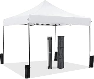 DUMOS Canopy Tents 10x10 Heavy Duty with Sand Bags, Pop Up Canopy for Vendor Market,Parties,Backyard with Carrying Bag, Waterproof Portable Tent Pop Up Shade 10FT WH
