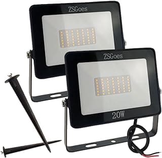2 Pack 20W Watt Warm White LED Flood Light Outdoor Waterproof IP65, Wall Floodlight Security Landscape Light, Home, Square, Yard, Garage, Street, Pathway, Low Voltage 12V 24V 36V 48V 60V AC DC
