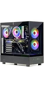Skytech Gaming Shadow Gaming PC, Intel i7 12700F 2.1 GHz, RTX 4060, 1TB NVME, 16GB DDR4 RAM 3200, 600W Gold PSU Wi-Fi, Win 11 Home, RGB-Keyboard and RGB-Mouse Included,Black