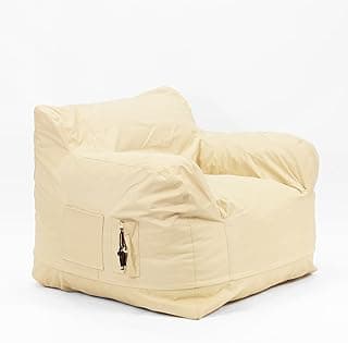 N&V Outdoor Foam Bean Bag Chair, Water-Repellent and Fading-Resistant Patio Floor Sofa, Beige