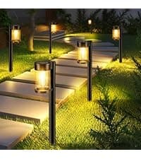 8 Pack Solar Pathway Lights Outdoor, LED Solar Garden Lights Glass Stainless Steel Solar Landscape Lights Up to 12 Hrs Outdoor Solar Lights for Lawn Yard Walkway Driveway