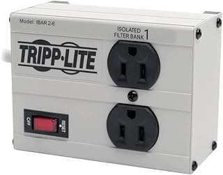 Tripp Lite IBAR2-6D Isobar 2 Outlet Surge Protector Power Strip, 6ft Cord, Right-Angle Plug, Metal, Lifetime Limited Warranty & Dollar 25,000 Insurance