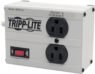 Tripp Lite IBAR2-6D Isobar 2 Outlet Surge Protector Power Strip, 6ft Cord, Right-Angle Plug, Metal, Lifetime Limited Warranty & Dollar 25,000 Insurance