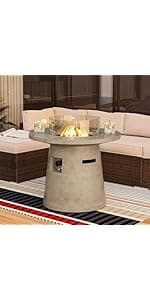 SUNBURY Outdoor Fire Pit Propane Round Fire Pit Table Fire Column, Stonecrest 40,000 BTU Gas Fire Pits for Outside w Lava Rocks, Waterproof Cover, CSA Certified