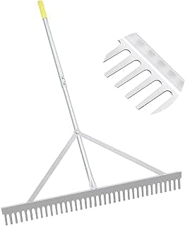 Landscape Rake 36'', Aluminum Rakes with Lightweight 69'' Handle, Landscaping Rake Tool for Lawn Care, Beach