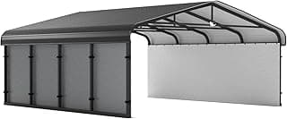 20x20 Metal Carport, Carport Canopy 20x20 Heavy Duty, Galvanized Steel Roof Car Port with Removable Polyethylene Sidewalls