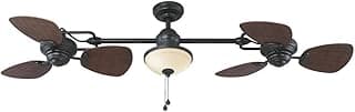 Harbor Breeze Twin Breeze Ii 74-in Oil-rubbed Bronze Outdoor Downrod Ceiling Fan