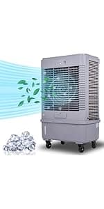 37" Evaporative Air Cooler 3000 CFM, 8 Gal Water Tank, 3 Speeds, Oscillating Cools up to 720 Sq. ft, Portable Industrial Swamp Water Cooler for Outdoor Commercial Factory - Gray