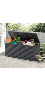 Outdoor Storage Shed 6x4.4FT, Resin Shed Plastic with Floor for Garden Tool,Waterproof Outdoor Resin Storage,Lockable Doors for Patio,Yard,Lawn (LightGray 6x4)