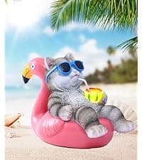 Nacome Solar Cat Outdoor Statues for Garden: Outside Decor with Butterfly Clearance for Yard Art Lawn Ornaments Porch Patio Balcony Home House - Birthday Gifts for Grandma Mom Women