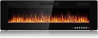 BOSSIN 60 inch Ultra-Thin Silence Linear Electric Fireplace, Recessed Wall Mounted Fireplace, Fit for 2 x 4 and 2 x 6 Stud, 12 Adjustable Flame Color & Speed,Touch Screen Remote Control with 8h Timer