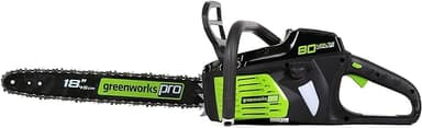 Greenworks 80V 18" Brushless Cordless Chainsaw (Great for Tree Felling, Limbing, Pruning, and Firewood) / 75+ Compatible Tools), Tool Only, Black & Green