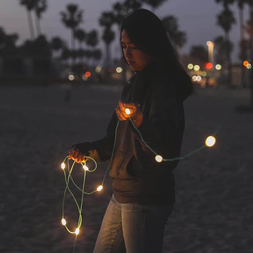 BioLite MPOWERD Luci Solar String Lights + Phone Charger: White 18' Rechargeable via Solar or USB-A, 100 Lumens LEDs, Lasts Up to 20 Hours, Waterproof, Camping, Backyard, and Travel
