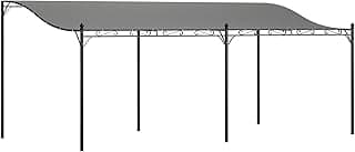Outsunny 10' x 20' Outdoor Pergola Canopy, Wall-Mounted Metal Patio Canopy with Weather-Resistant Fabric and Drainage Holes for Backyard Garden Porch Beach, Dark Gray